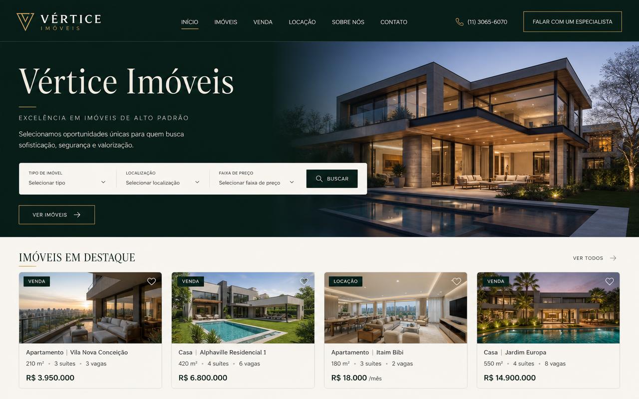 Exemplo demonstrativo de site para Imobiliária