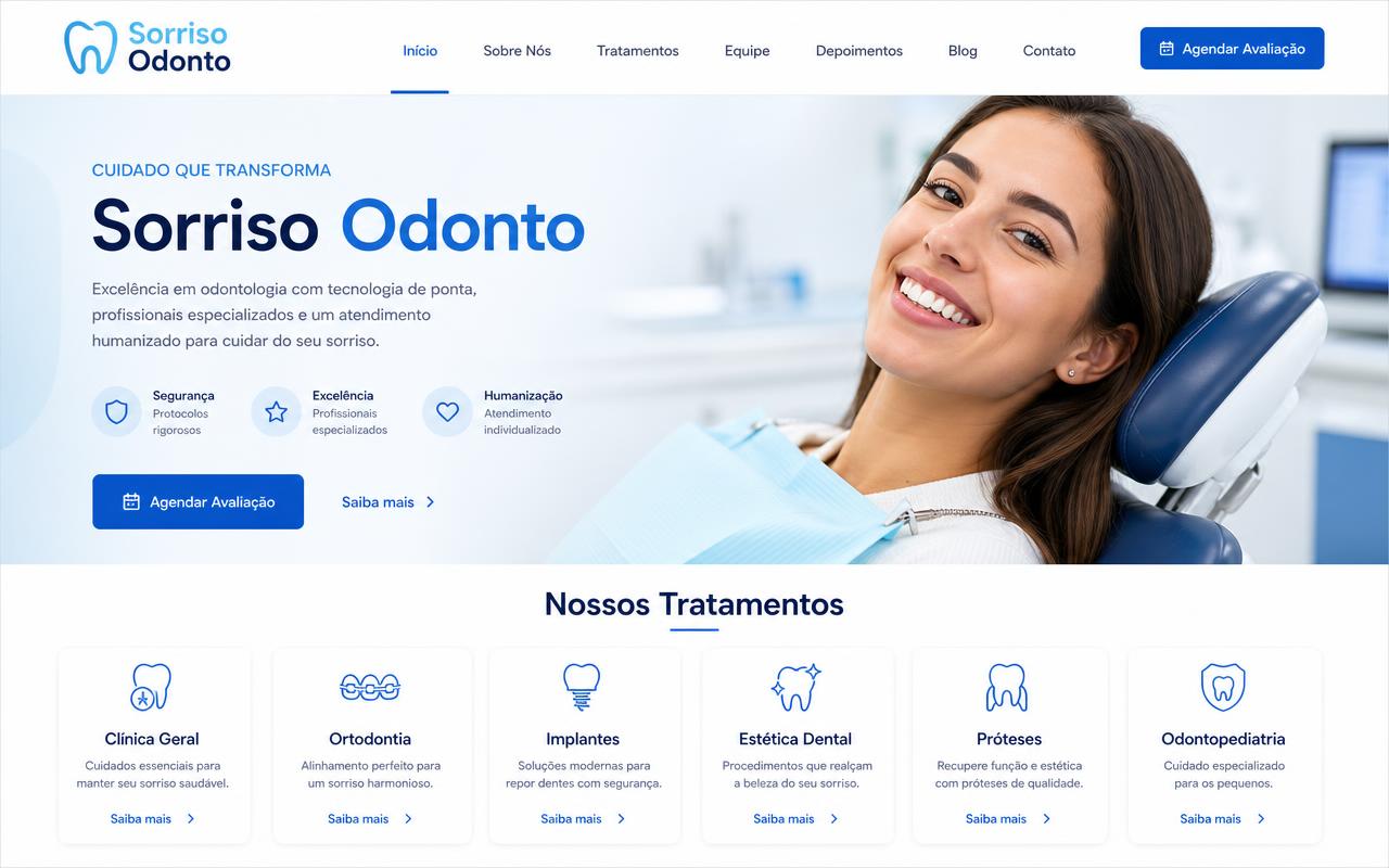 Exemplo demonstrativo de site para Clínica Odontológica
