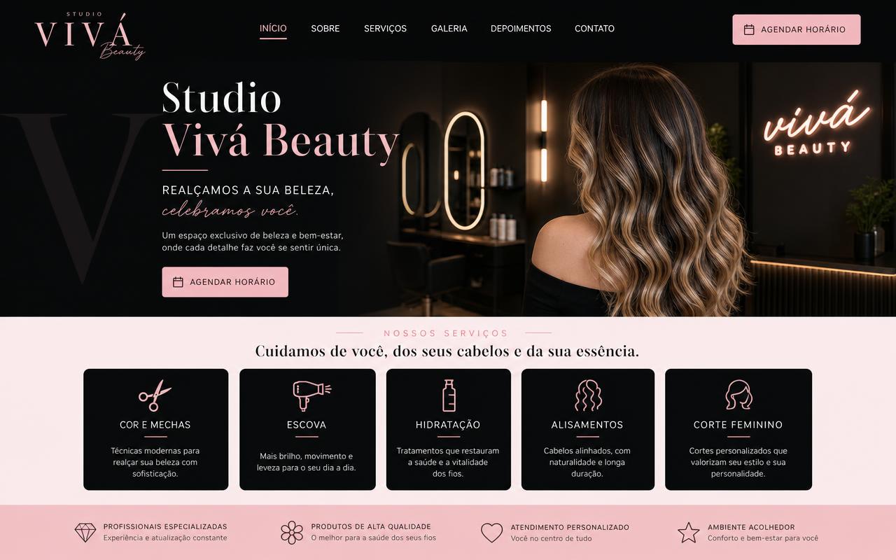 Exemplo demonstrativo de site para Salão de Beleza